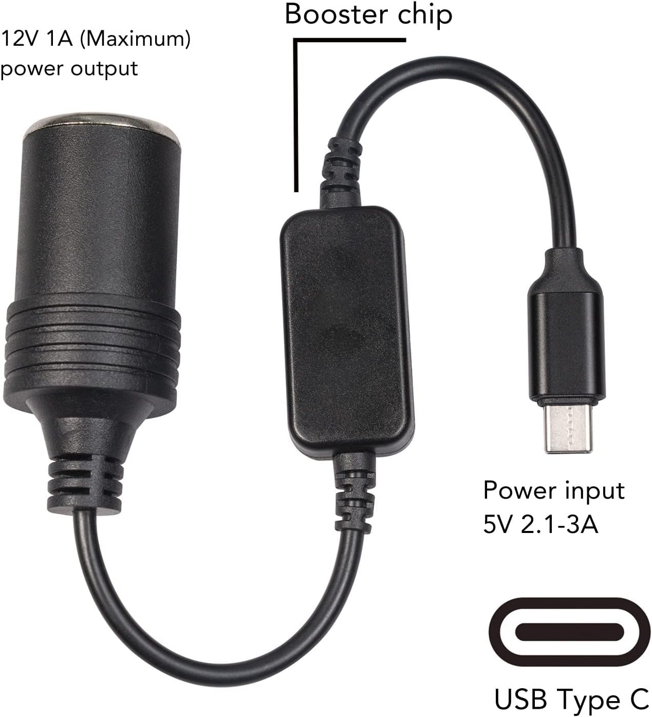 Cigarette Lighter Socket Cable Adapter, 5V USB C Male to 12V Converter Female Power Adapter for Car Cigarette Lighter for Car Electronic Accessories