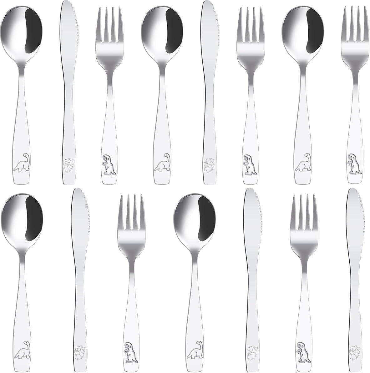 Kids Cutlery Set, Stainless Steel Kids Silverware Set -Toddler Flatware/Child Safe Utensil Set Includes Safe Forks, Spoons and Knives (15PCS)