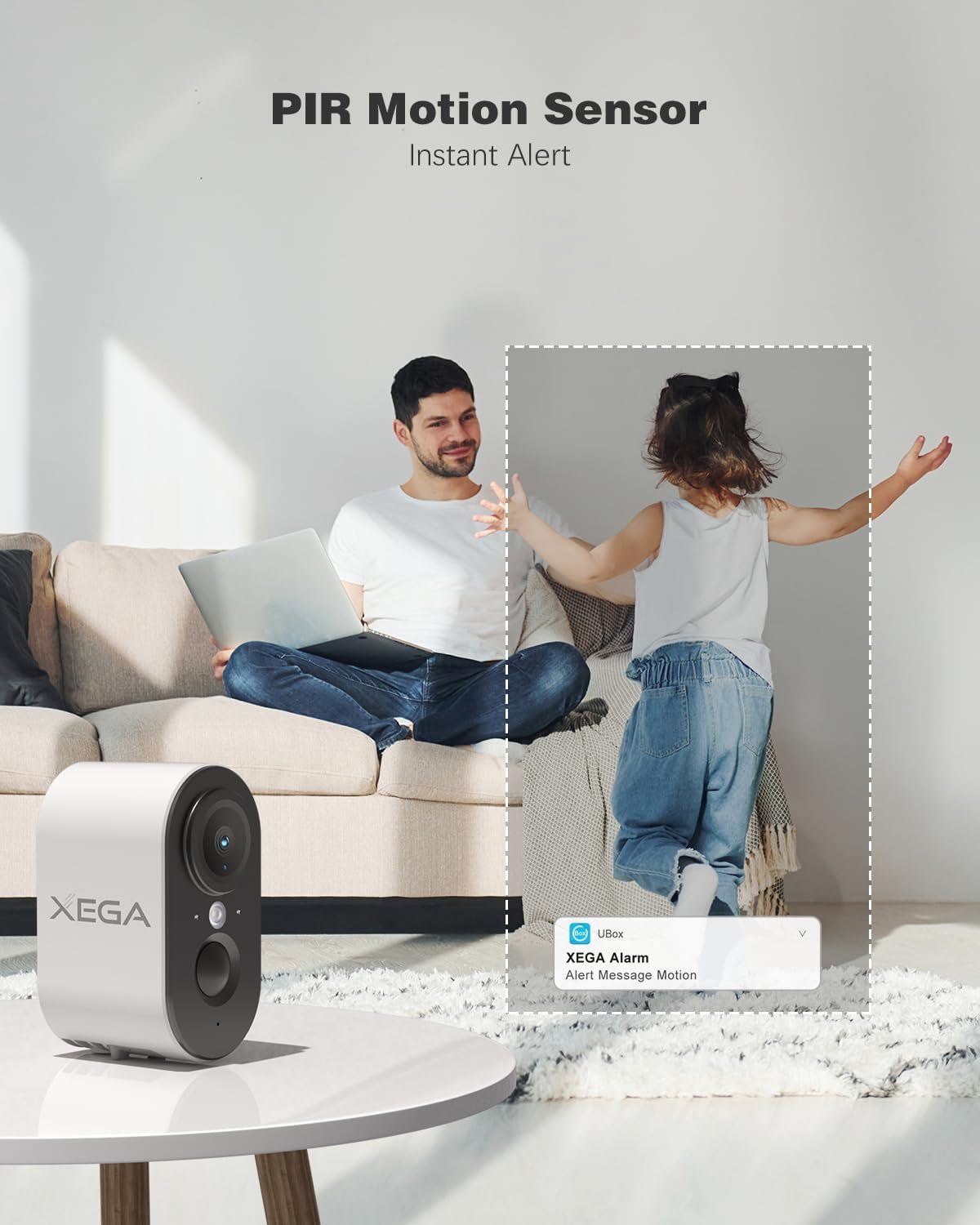 Xega 3G/4G Cellular Security Camera with SIM Card Indoor, 2K Super HD LTE Indoor Security Camera Portable, 6000mAh Battery, PIR Motion Detection, 3MP Color Night Vision, 2-Way Audio, TF/Cloud, IP65