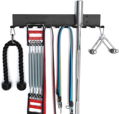 Multi- Gym Storage Rack,Hook Heavy-Duty Steel Gym Organizer Wall Mount Hanger for Home and Pro 17 Inches Black