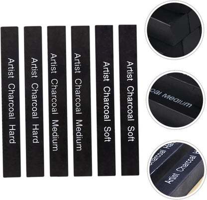 HAPINARY 6pcs Charcoal Pastel Briquettes Willow Vine Charcoal Pencil Artist Pencils Erasers Fire Stick Carbon