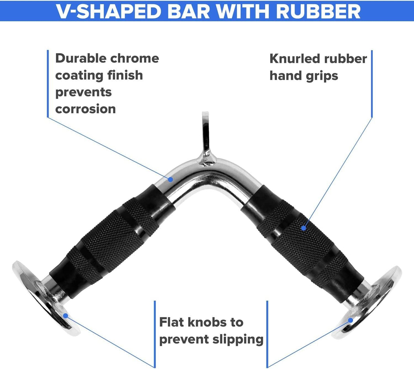 Home Gym Weightlifting Machine Attachments Tricep Press Push Down Bar V Handle Close Grip Cable V bar Rubber Handgrips