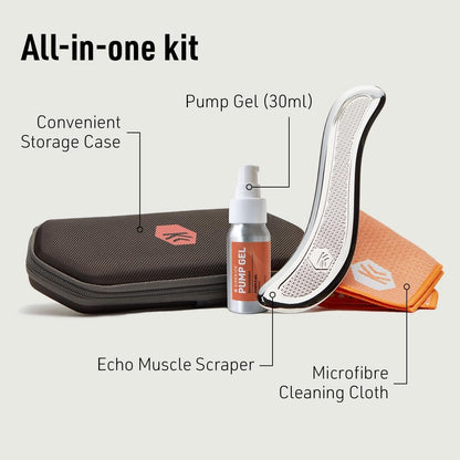 Sidekick Echo Muscle Scraper - Steel Gua Sha Tool w/Patented Textured Grip – Full Kit Included – Designed for IASTM to Relieve Neck, Shoulder, Back and Muscle Pain