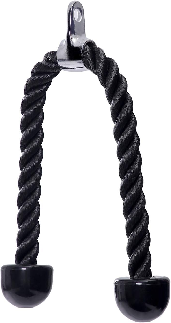 KYLIN SPORT 27" Tricep Rope Pull Down Sport Gymmastic Exercise Machie Cable Attachment Heavy Duty Nylon Rope Easy to Grip & Non Slip