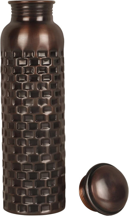 JYPR 100% Pure Copper Water Bottle, Leak-proof Seal, 32 oz Capacity - Handcrafted Antique Finished - Ayurvedic Copper Vessel Drinkware For Health Benefits - Perfect for Yoga, Gym, or Travel