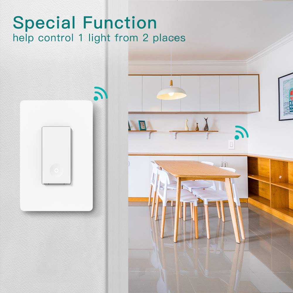 TREATLIFE 3 Way Smart Switch, Smart Home Light Switch Works with Alexa and Google Assistant, Neutral Wire Required, Remote Control, Schedule, No Hub Required, 2.4GHz WiFi