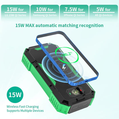 Fifilion 30000mah PD 22.5W Fast Charging & QI 15W Wireless Charging Solar Power Bank, Portable Charger with 6 Output & 2 Input, Dual Flashlight, IP54 Waterproof for Outdoor Hiking Camping