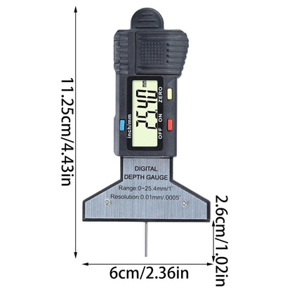 Tire Tread Depth Gauge, Digital Tire Wear Checker, 0–25.4mm Measuring Range, 0.01mm Resolution, Handheld Tool, for Car, Motorcycle Maintenance, Safety Inspections