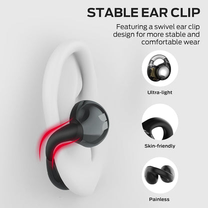 Monster Wireless Earbuds, Bluetooth 5.4 Clip-On Earbuds with HiFi Stereo,Open Ear Headphones with ENC Clear Call, 21H Playtime, Fast Charge, Touch Control,IPX6 Waterproof Wireless for Workouts,Outdoor
