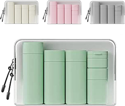 WADY 5 Pack Leak Proof Travel Bottles for Toiletries Set, Refillable TSA Approved Size Containers with Clear Bag for Shampoo, Conditioner, Lotion, Portable and Convenient (Green)