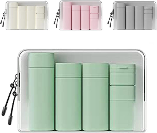 WADY 5 Pack Leak Proof Travel Bottles for Toiletries Set, Refillable TSA Approved Size Containers with Clear Bag for Shampoo, Conditioner, Lotion, Portable and Convenient (Green)