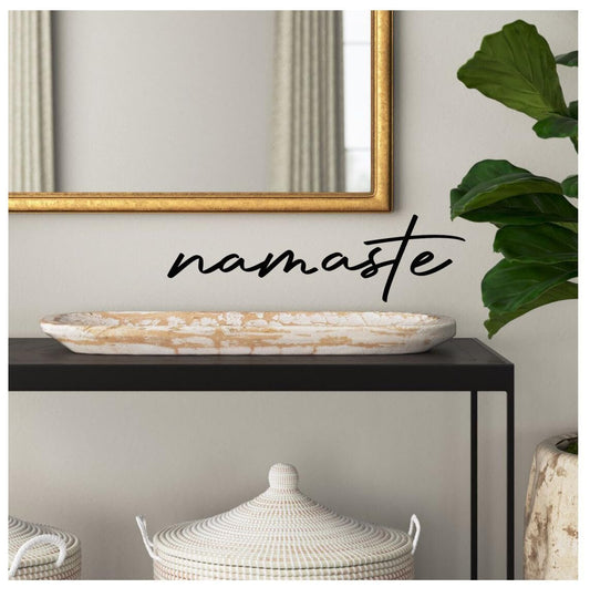 "Namaste" Vinyl Wall Decal - 17 x 5 Inches - Minimalist decor - Black Matte