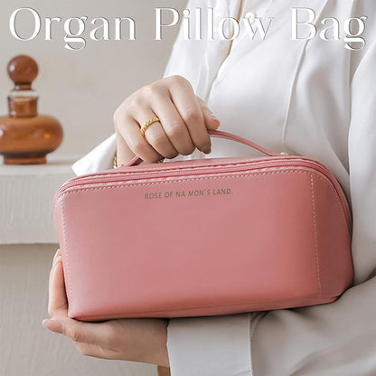 SJBAUTYO 1pcs Cosmetic Bag for Travel, Women's Soft PU Leather Cosmetic Bag, Large Capacity Travel Cosmetic Bag, Organizer Toiletry Bag, Travel Makeup…, pink