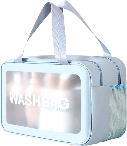 Travel Toiletry Bag, Thickened Portable Waterproof Drainage, PVC Toiletry and Makeup Bag, Matte Translucent Men and Women Convenient Handle Storage