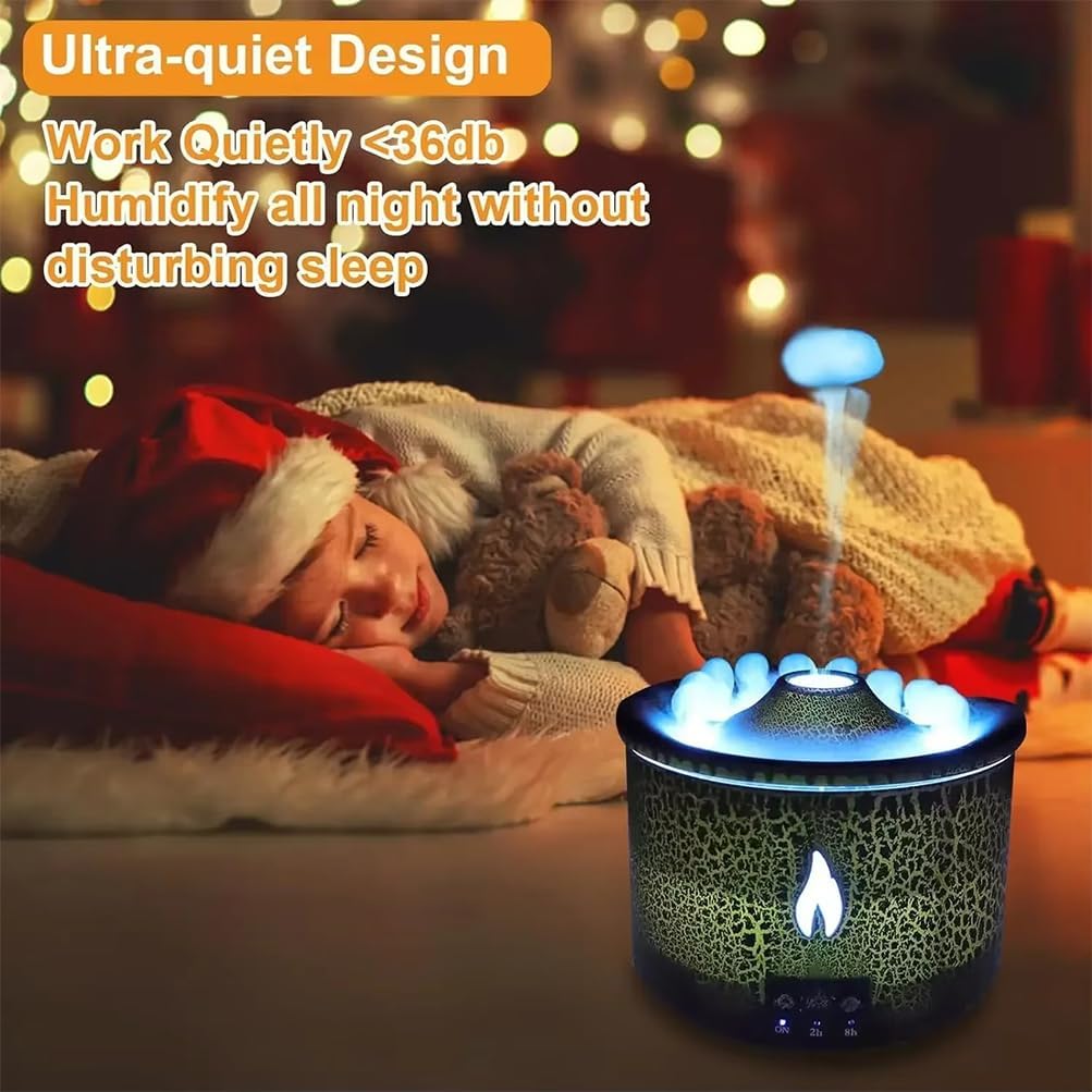 Essential Oil Diffuser, Volcano Air Humidifiers with LED Lamp, 300ml Spray Humidifier with 2 Modes Fire Mist Waterless Auto Shut Off Aromatherapy Diffuser with Remote Control for Bedroom Home, Office