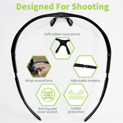 Hocazor Shooting Ear Protection Earmuffs with NRR 26dB, Safety Glasses for Men, Eyes and Ears Belt Clip Holder, HZ03 Perfect for Gun range, Hunting, Mowing-Green