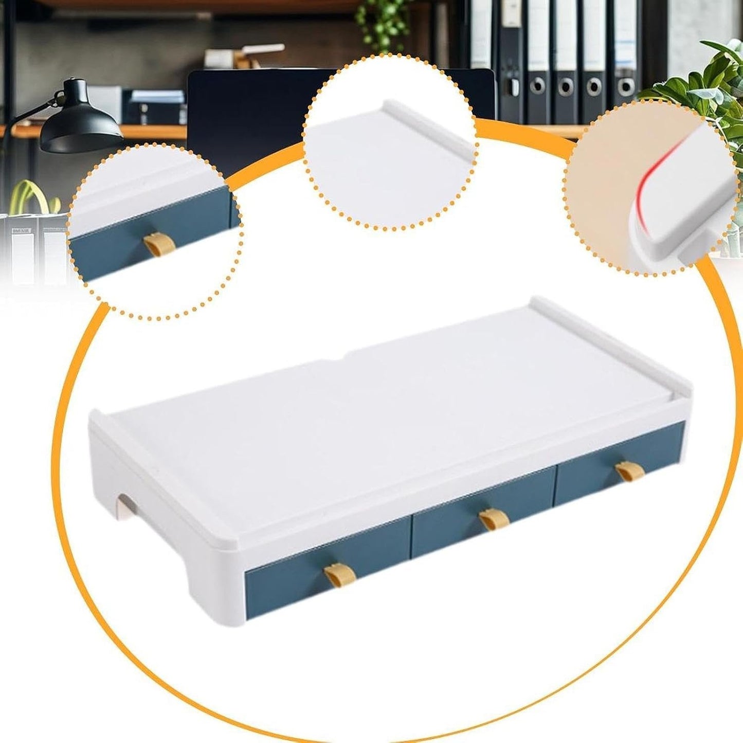 Vsenkes Monitor Stand for Desk Desktop Organizer for Workspace for Office with Storage Rack Speaker Laptop Printer Stand with Drawers, Single Layer