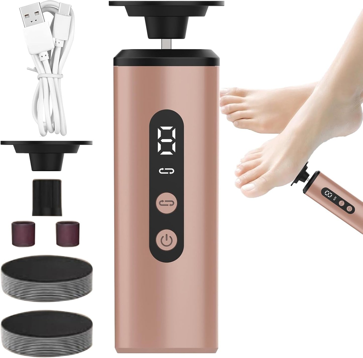 Electric Foot Filer, Callus Remover Pedicure Tool, Rechargeable Foot Scraper with 9 Adjustable Speeds, Personal Care, Ideal for Removing Dead Skin, 5.35x1.61x1.61 inches