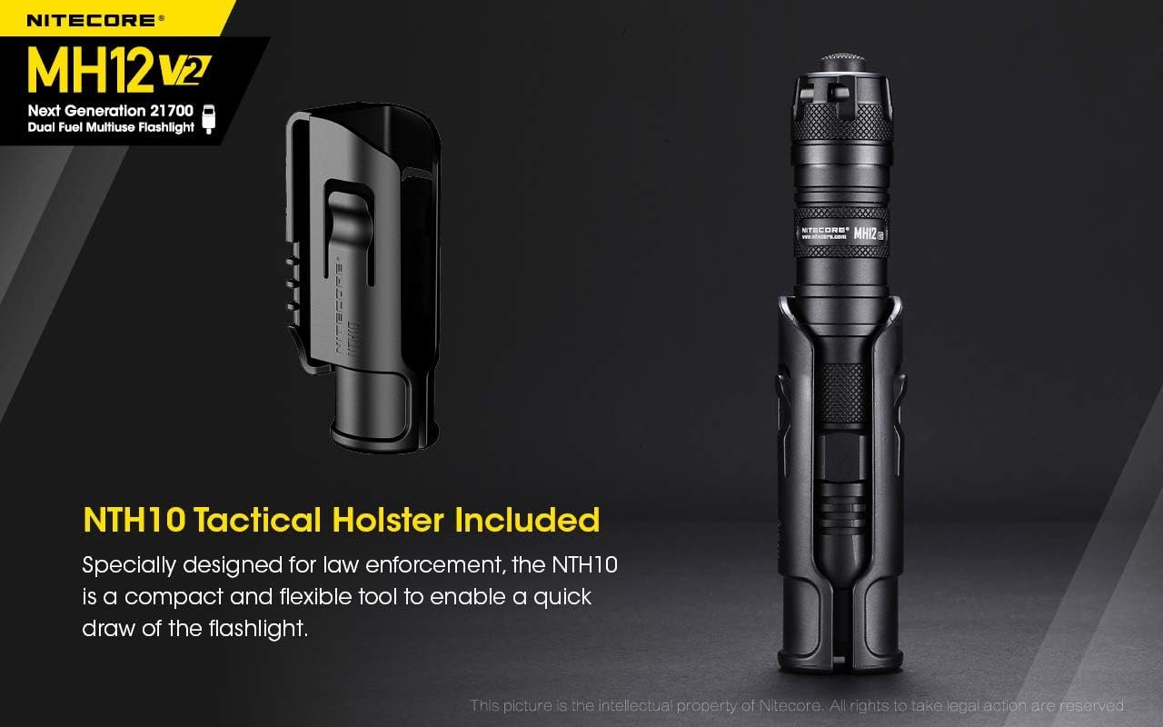 NITECORE MH12 v2 1200 Lumen USB-C Rechargeable Tactical Flashlight