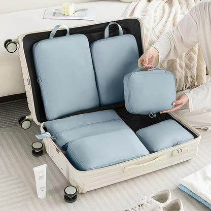 Bldrwer Suitcase Organizer, 6 Pieces Travel Organizer, Waterproof Packing Cubes for Backpack Suitcase, Compression Travel Bags, Compression Bags, Blue