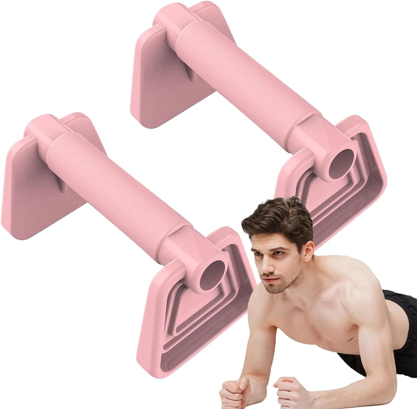 Push Up Bar, Strength Training Equipment, Push-Up Exercise Equipment, Portable for Home Gym, Floor Workouts, Men & Women Fitness, Gym Gear, Black, Pink, 5.71 Inches