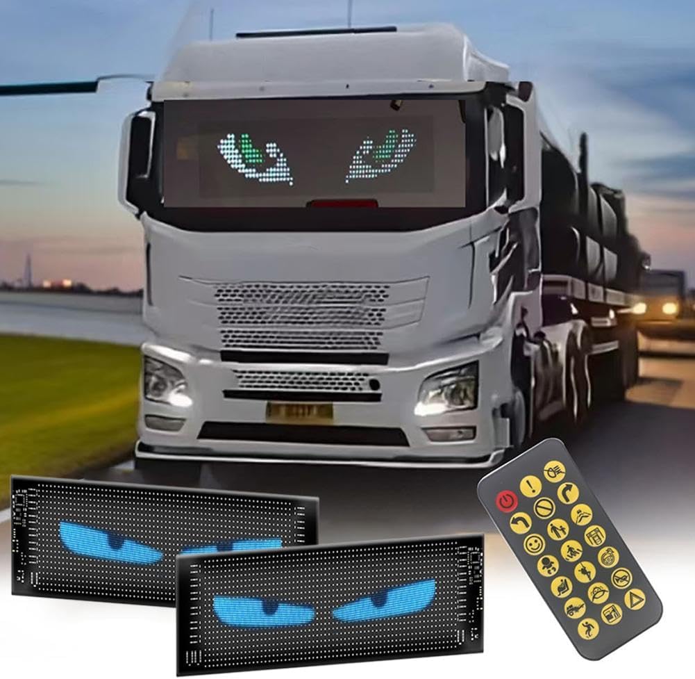 Devil Eyes Light for Car, LED Matrix Pixel Panel Car Sign, RGB Lighting Graffiti Scrolling Board, Windshield Advertising Bluetooth Smart App Control Scrolling Led Display Board for Shop Car Bar