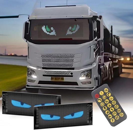 Devil Eyes Light for Car, LED Matrix Pixel Panel Car Sign, RGB Lighting Graffiti Scrolling Board, Windshield Advertising Bluetooth Smart App Control Scrolling Led Display Board for Shop Car Bar