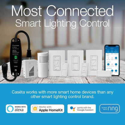 Lutron Caseta Smart Lighting Smart Hub for Light Bulbs and Fans, Works w/ Alexa, Apple Homekit, Google Home, 75 Device Capacity, L-BDG2-WH, White