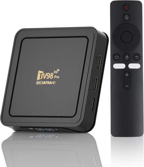 TV98 PRO 8K@60fps HDMI Media Player for USB Drive and TF Card, HD Digital Signage Player, Android 14.0 Box 2GB RAM 16GB ROM, H.265/MP4/MKV/MOV/AVI, Multi-Video Decoder, Remote Control, Home Theater