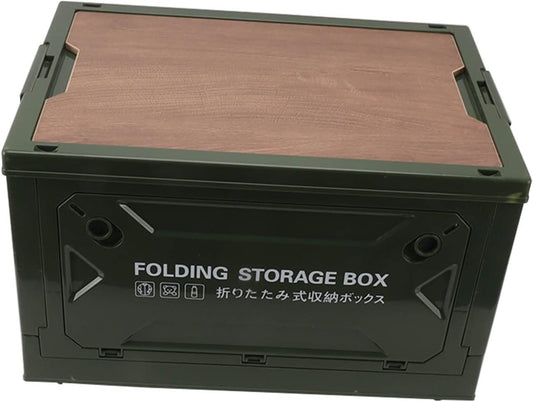 Wheeled Camping Storage Box, Folding 50L 100kg Load Multifunction Lidded Storage Bin Trunk Organizer with Lid, Camping Storage Containers for Outdoor Car Picnic Garage Home (OD Green)