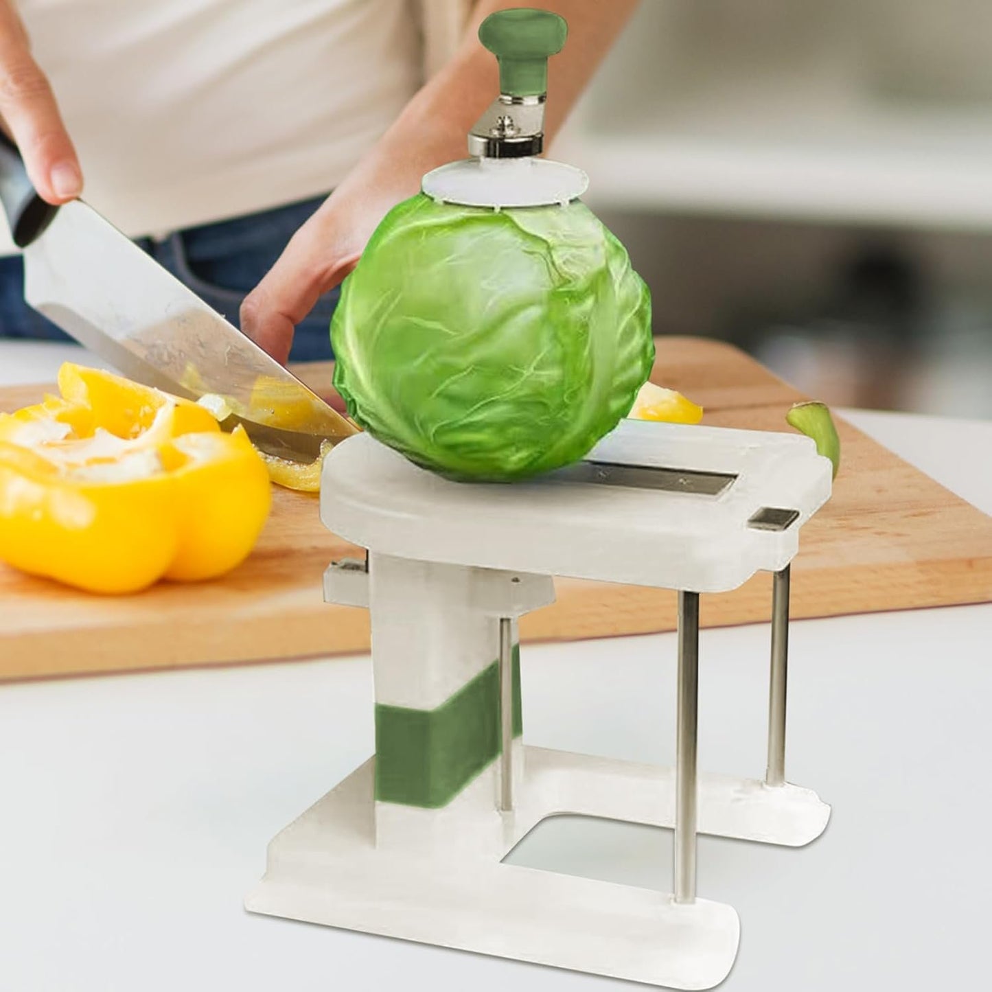 Manual Cabbage Cutter â€“ Kitchen Shredder, Vegetable Slicer | Sauerkraut Grater, Cabbage Slicer for Fruits and Veggies, Kitchen Food Prep Tool â€“ Sharpp Blades, Non-Slip Base, Durable, Space-Saving