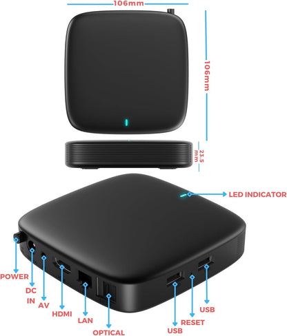 Raxxio MAG555 4K Google TV Box with Dual-Band Wi-Fi, Bluetooth 5.0, Google Assistant, HDR Streaming