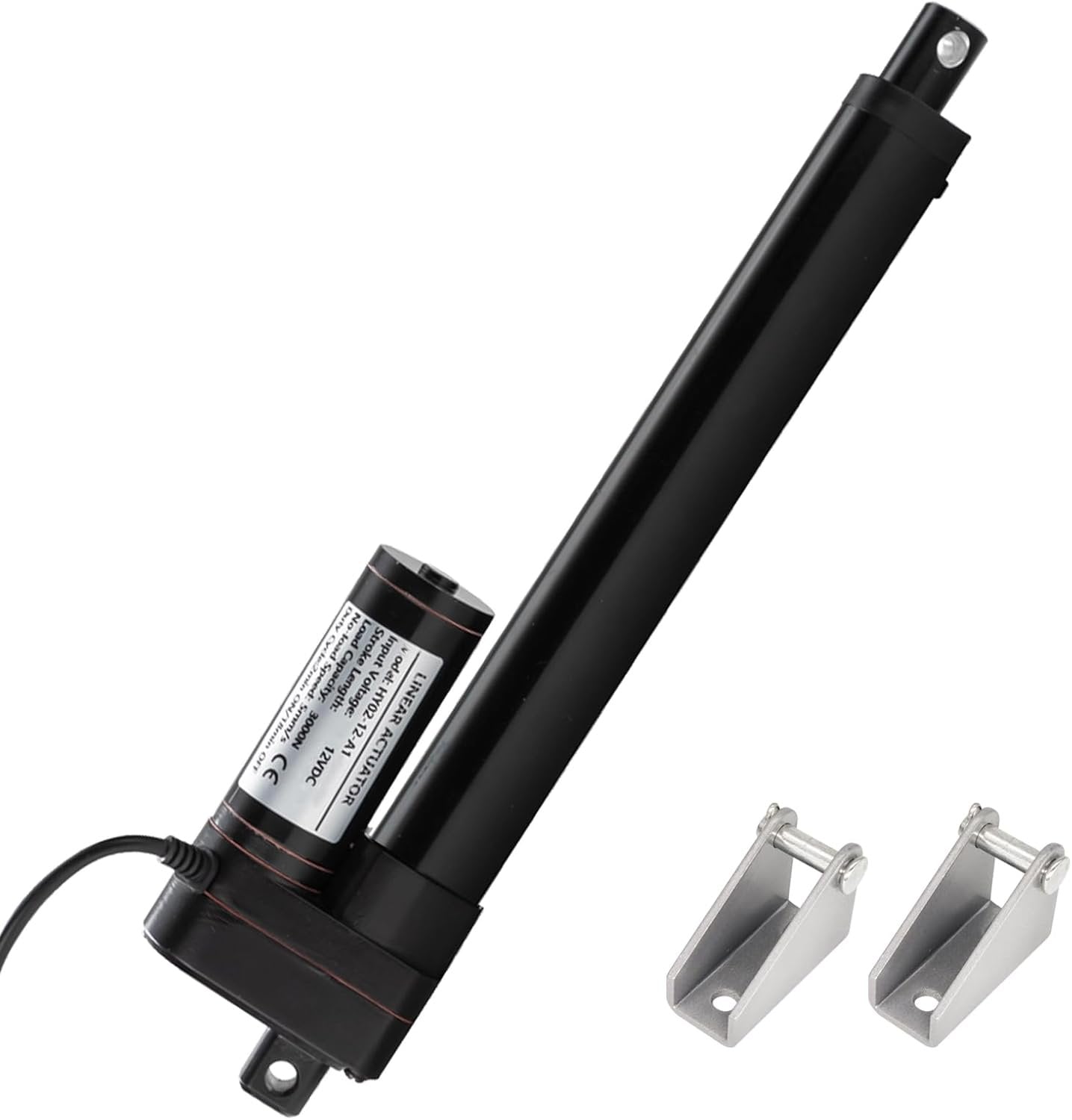 JQDML 10 Inch 10" Stroke Linear Actuator 12V Heavy Duty 3000N/660lbs IP65 Waterproof Electric Actuator 0.2"/s with Mounting Brackets for Window Opener,Door Opener,Home Automation
