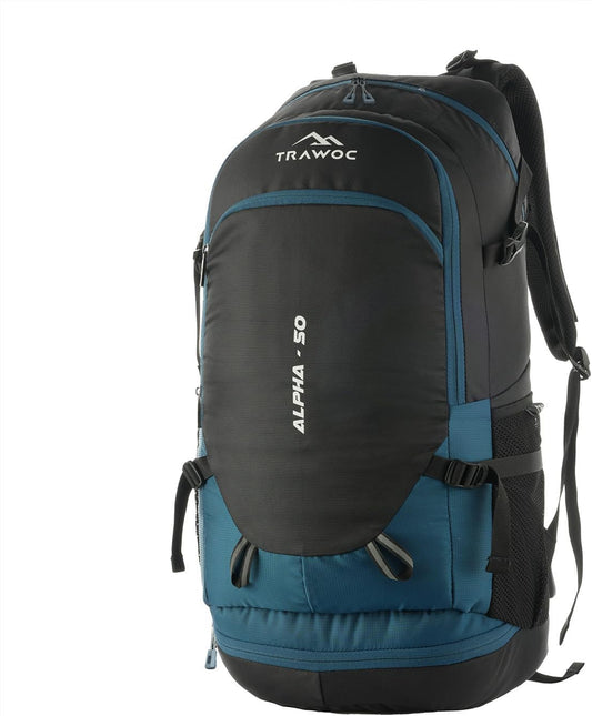 TRAWOC ALPHA 50 Litre Travel Backpack Water Resistant Daypack Bag for Cycling Trekking Hiking Camping for Men & Women
