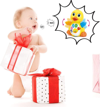 Yiosion Musical Flapping Yellow Duck Interactive Action Educational Learning Walking Light Up Dancing Toy for 1 Year Old Baby Toddler Infant