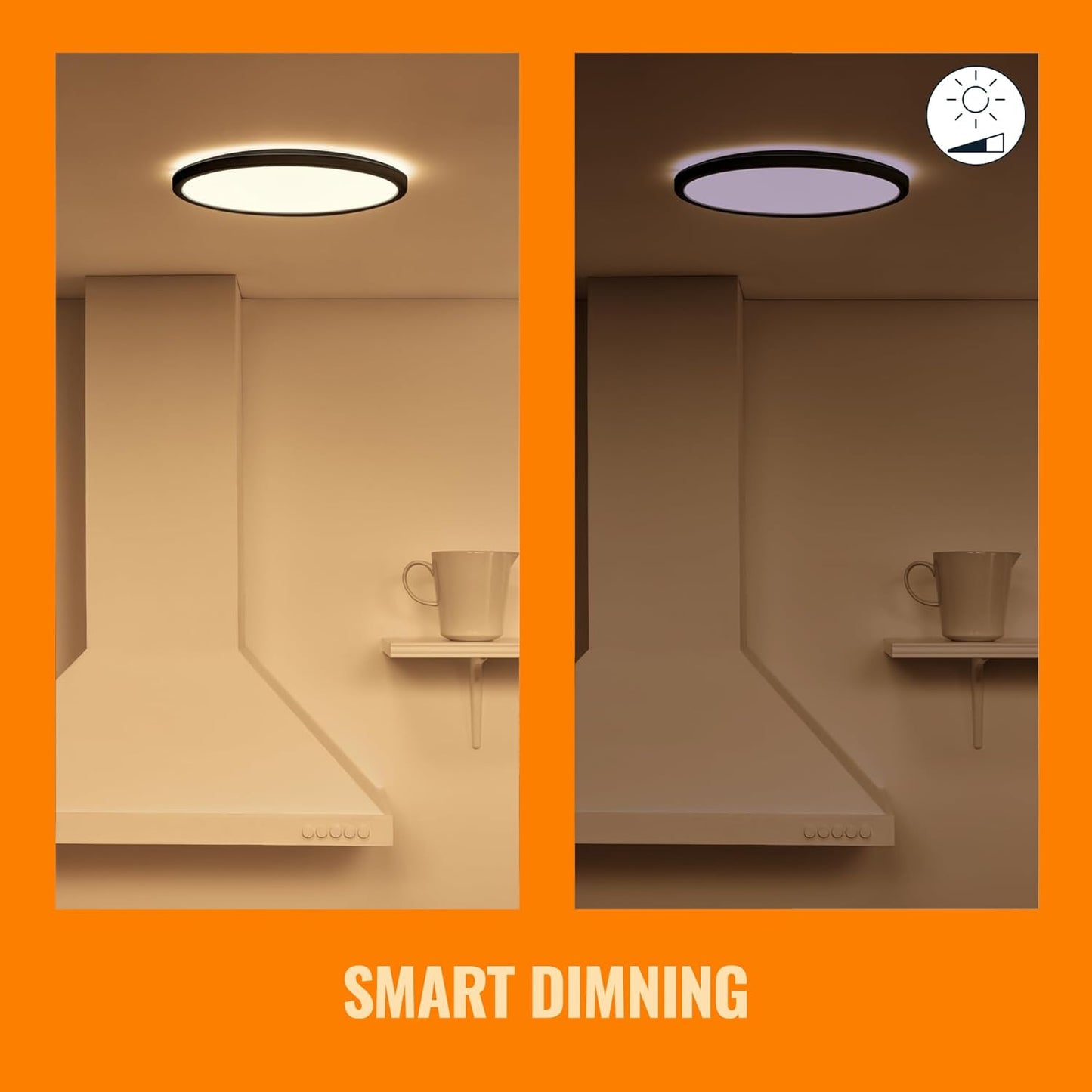 WiZ Smart SuperSlim WiFi Ceiling Light, White Cold White Dimmable Light, 16 W, Black, SpaceSense Technology, Voice Control (Alexa, Apple HomeKit, Google Home)