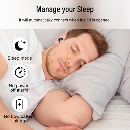 Sleep Earbuds Bluetooth 5.4 Sleep Headphones in Ear, Mini Wireless Earbuds for Side Sleeper, 47H Playtime Noise Cancelling Earphones with LED Display, HD Clear Calls, IPX7 Waterproof Ear Buds, Black