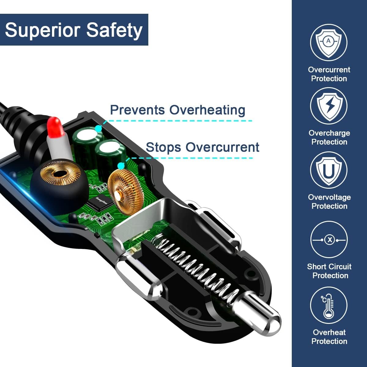 Range Tour Dash Camera Car Charger, Mini USB and Micro USB Interfaces, Driving Recorders Power Cord Universal Car Adapter Power Cord 3.5m/11.5ft 12V/24V to DC5V 2A(I Interface)