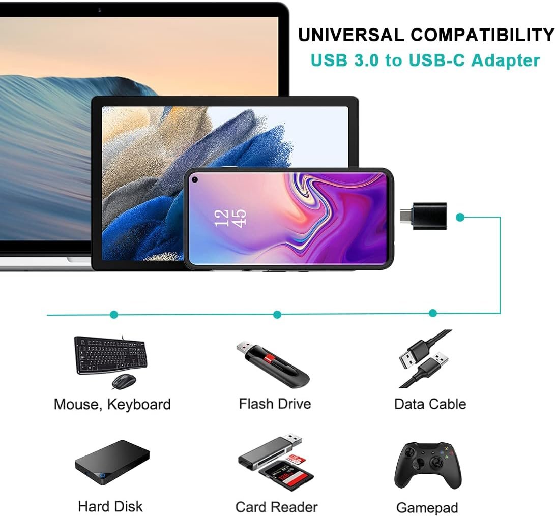 USB C Adapters 4 Pack, USB C to USB 3.0 OTG Adapter, Micro USB to USB C Adapter Compatible with MacBook Pro, Samsung Galaxy, Smartphones, Laptops, PC, in Car and More