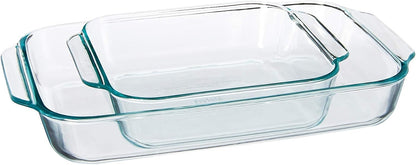 Pyrex 2Piece Basics Value Pack1-Basics 8"/2 dish1-Basics 3 Quart Oblong Bake Dish, 2.2, Clear