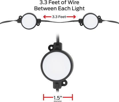 Monster Smart Outdoor Ground Accent RGB+IC+WW LED Lights, 50ft, 15 LEDs, Sound Reactive, Ground Stakes & Wall/Ceiling Mounts, Weather & IP44 Water Resistant, Works with Alexa, Siri, Google Home, App