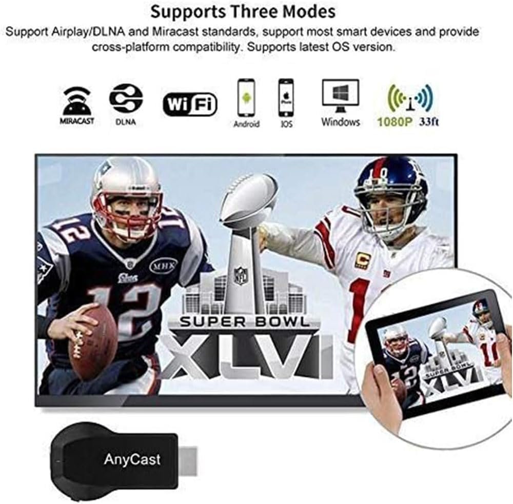 COMBLU Wireless Display Adapter, 4K 1080P HDMI WiFi Mobile Screen Mirroring Receiver Dongle for i-Phone Mac i-OS Android to TV Projector Support Miracast Airplay DLNA