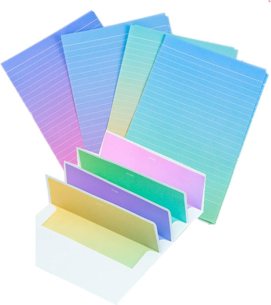48 Color Stationary Paper with Envelopes Set, Cute Colorful Series Stationery Set with Lined Letter Writing Paper With Clean Seal Sticker for Writing Poems Lyrics Wedding Invitations