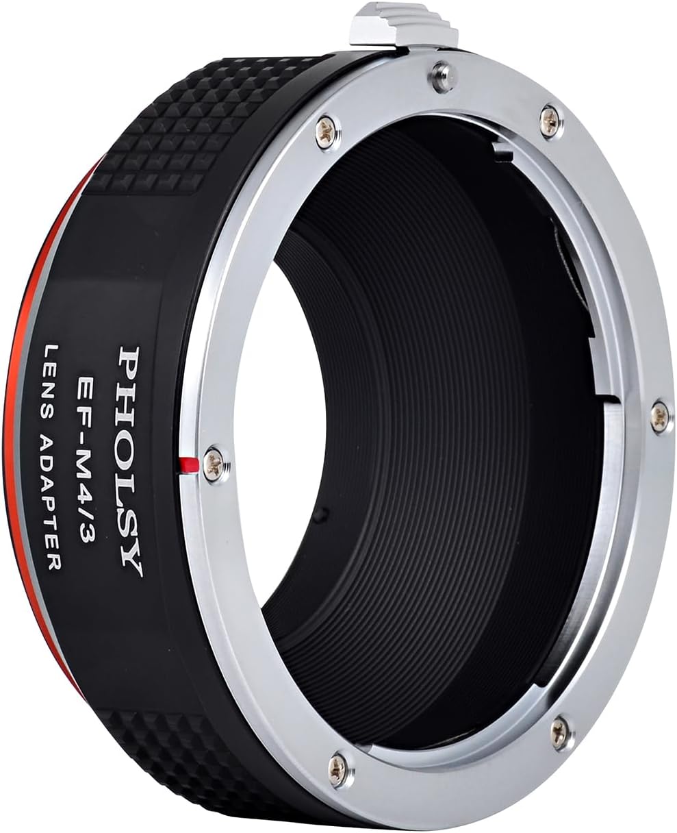PHOLSY EF-MFT Manual Focus Lens Adapter Compatible with Canon EOS EF EF-S Lens to Micro Four Thirds M4/3 (MFT Micro 4/3) Camera Body Compatible with Olympus Panasonic Lumix
