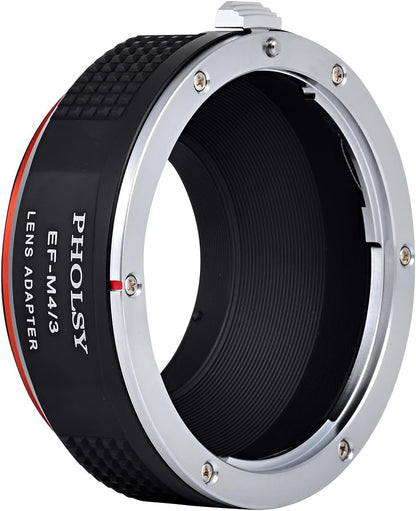 PHOLSY EF-MFT Manual Focus Lens Adapter Compatible with Canon EOS EF EF-S Lens to Micro Four Thirds M4/3 (MFT Micro 4/3) Camera Body Compatible with Olympus Panasonic Lumix