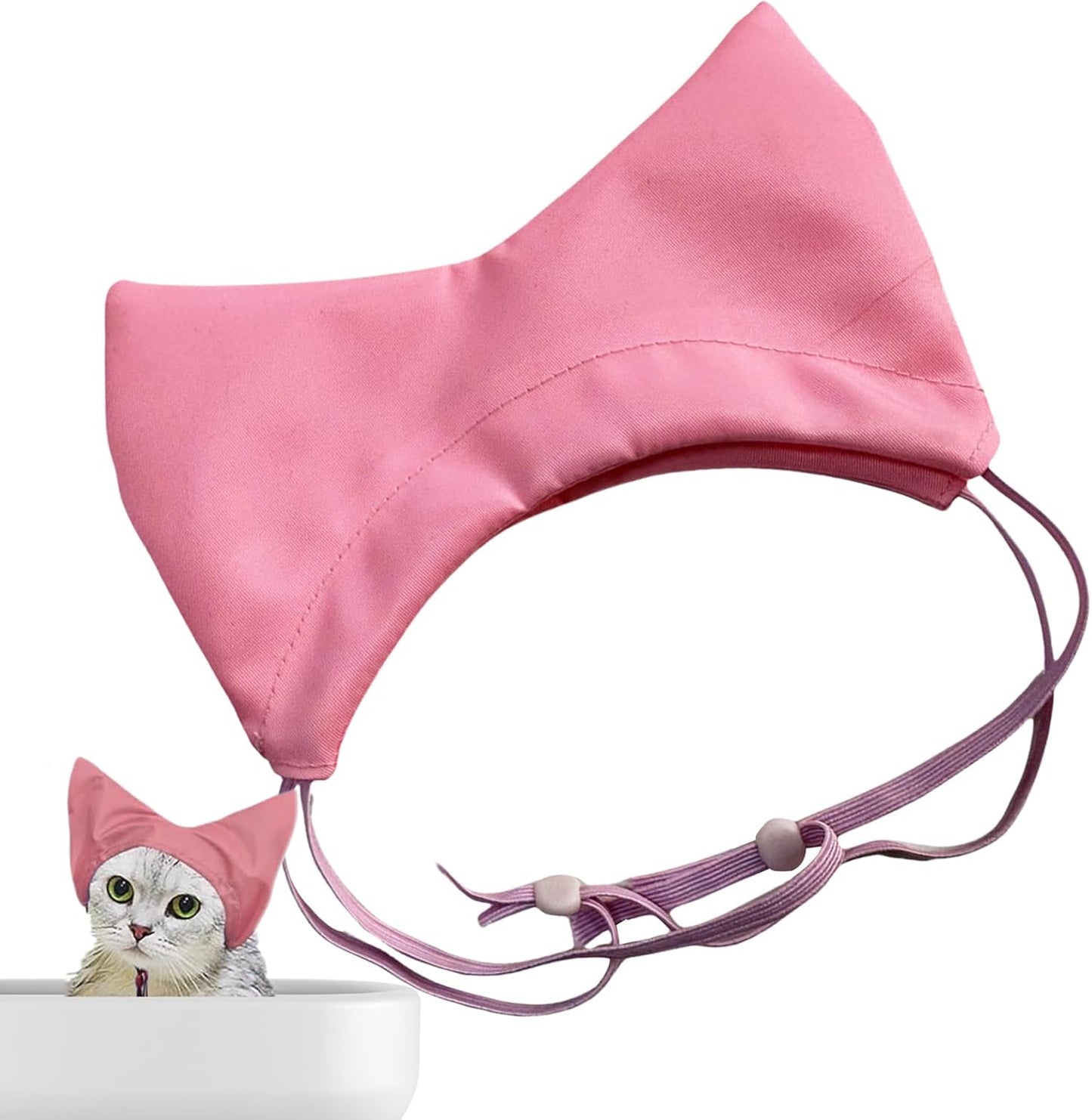 Cat Shower Cap - Oxford Cloth Wrap, Waterproof Adjustable | Pet Ear Cover for Bathing Protection, Headwear for Puppy Grooming, Kitten Cleaning, Small Dog Hygiene in Home Spa Routine