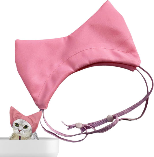 Cat Shower Cap - Oxford Cloth Wrap, Waterproof Adjustable | Pet Ear Cover for Bathing Protection, Headwear for Puppy Grooming, Kitten Cleaning, Small Dog Hygiene in Home Spa Routine
