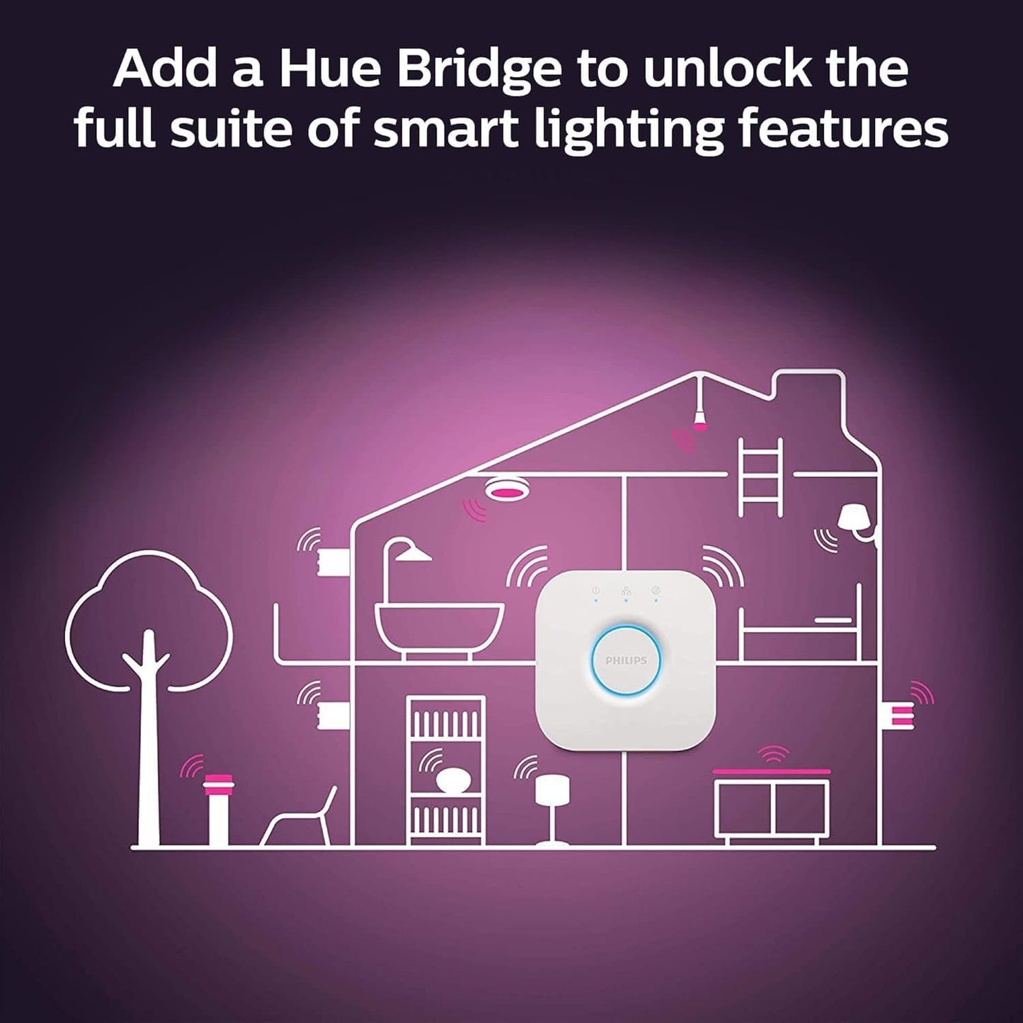 Philips Hue Smart 40W Candle-Shaped Filament LED Bulb - White Ambiance Warm-to-Cool White Light - 2 Pack - 270LM - E12 - Indoor - Control with Voice or App