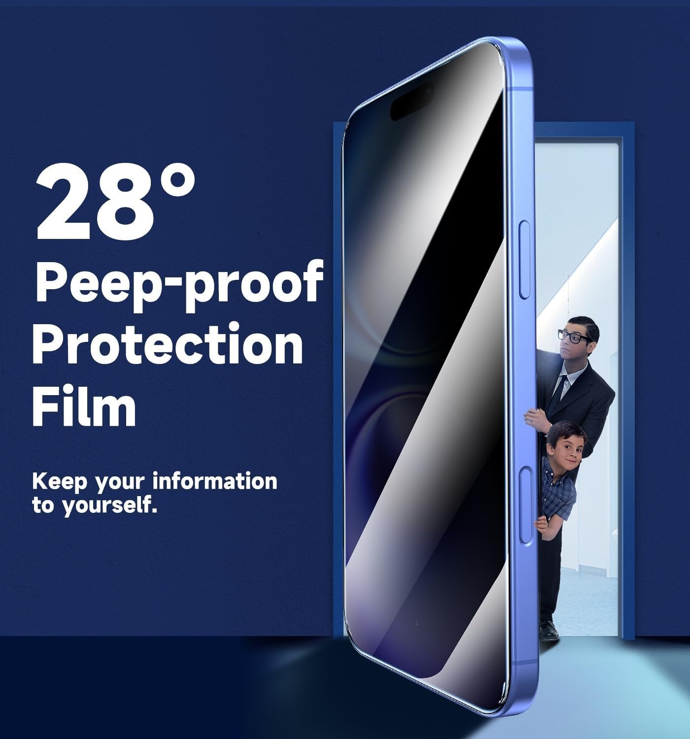 MAGIC JOHN 2 Pack for iPhone 16 (6.1) inch Privacy Tempered Glass Screen Protector, Auto Dust-Elimination, Bubble Free, Easy Installation