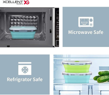 Xcellent Global Collapsible Silicone Food Storage Containers 4 Pack Lunch Bento Box BPA Free for Outdoor Camping, Hiking, Picnic CP012